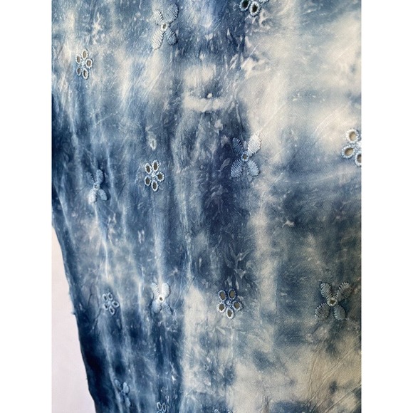 Johnny Was Tunic Dress Blue Tie Dye Eyelet Embroidery Sleeveless Button … - Picture 4 of 8